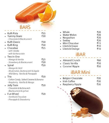 Amirtha Icecreams menu 