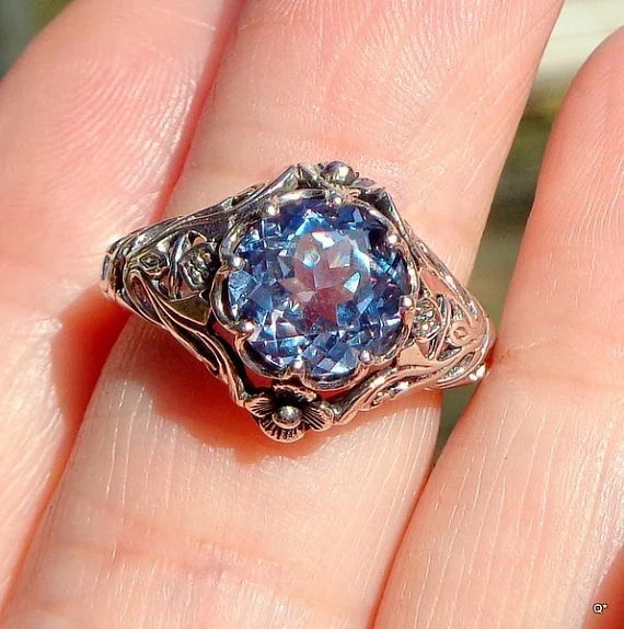 Luxury Blue Crystal Rings for Women Creative Female Flower Ring Jewelry. Enhance your style with this elegant and eye-ca