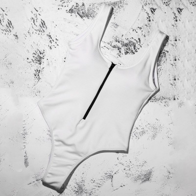 Title 8, Solid color zipper stitching sexy swimsuit. Sho...
