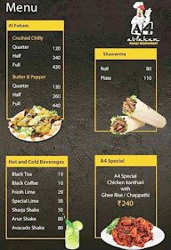 A4 Al-Faham menu 2
