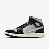 air jordan 1 mid se black/light smoke gray/sail/metallic silver