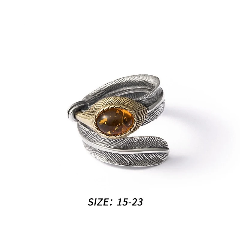 Title 6, Sterling Silver Fashion Crystal Feather Ring, a...