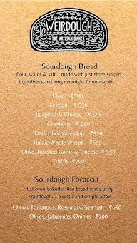 Weirdough The Artisan Baker menu 2