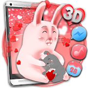 3D Cute Bunny Love Theme  Icon