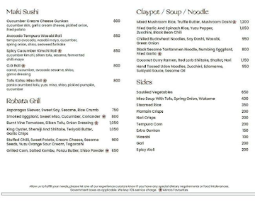 Akina Contemporary Japanese Restaurant And Bar menu 