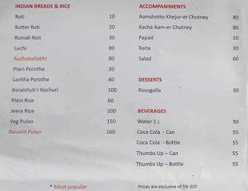 The Bengal Kitchen menu 