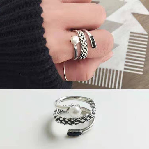 Title 1, Womens Serpentine Pearl Ring Fashion Epoxy Rin...