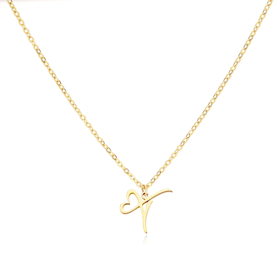 Collier 26 lettres en acier inoxydable pour femme, créatif et simple, pendentif lettre d'amour avec chaîne de clavicule, cadeau idéal.