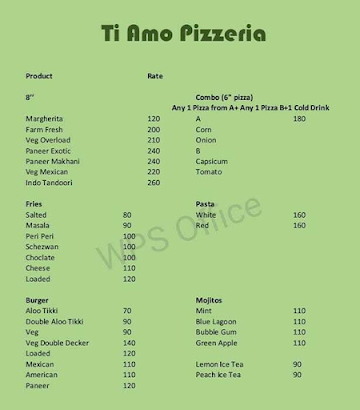 Ti Amo Pizzeria menu 