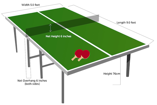 Great information about ping pong equipment and more: https://pingpongon.com/ping-pong-table-dimensions/