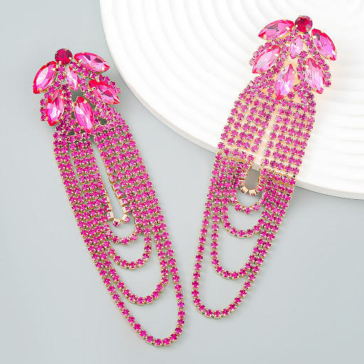 Title 3, Diamond Flower Chain Tassel Earrings for Women,...