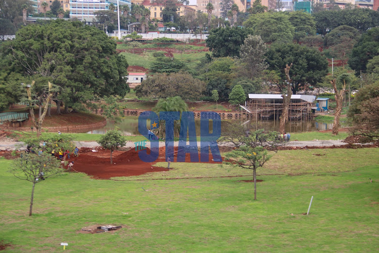 Ongoing construction at Uhuru Park and Central Park Nairobi on May 14, 2022.