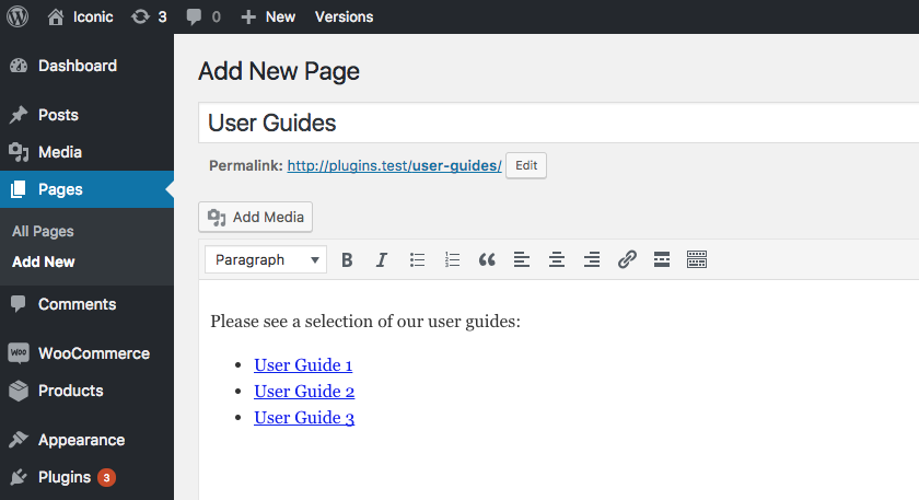 new page user guides