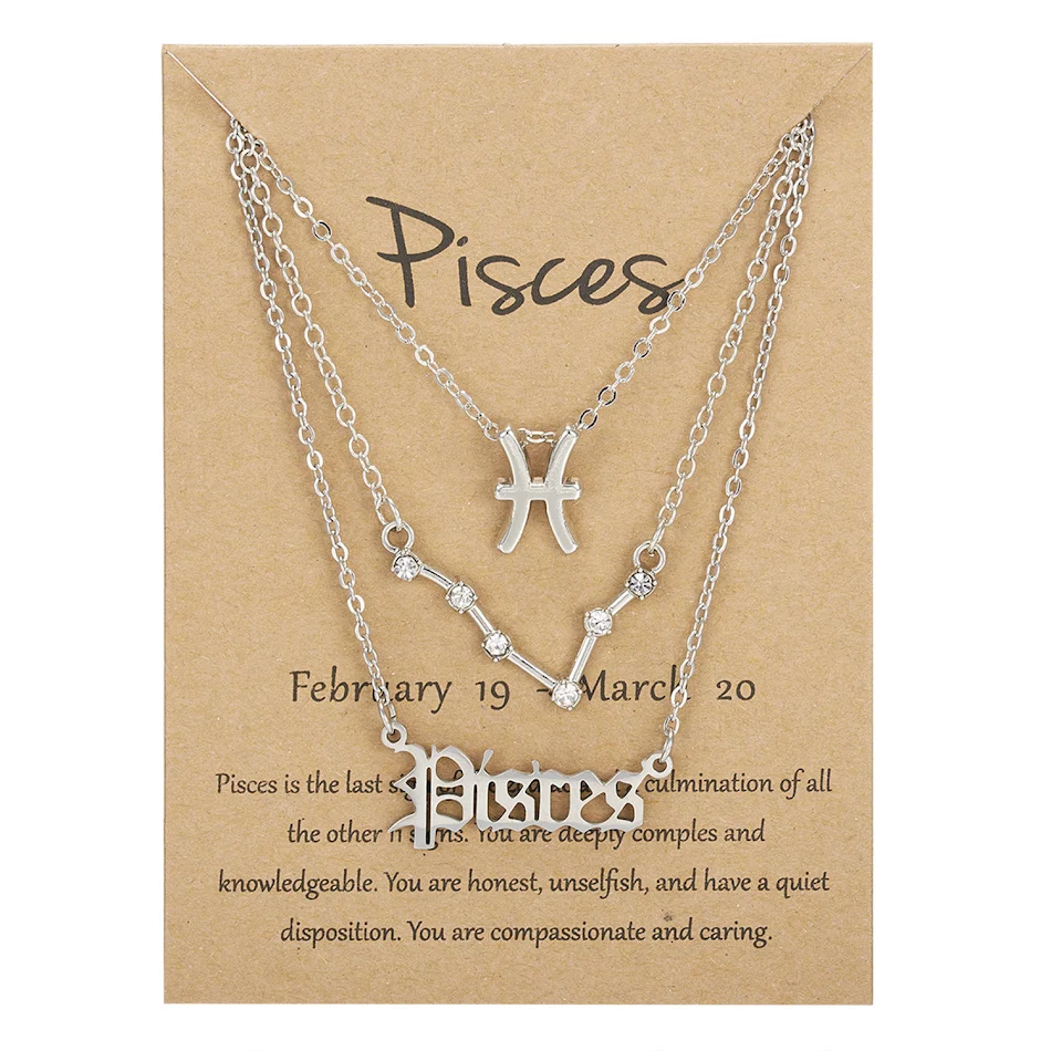 Collar de 12 constelaciones con letras inglesas antiguas y cielo estrellado, un regalo personal y único, ideal para expresar afecto.
