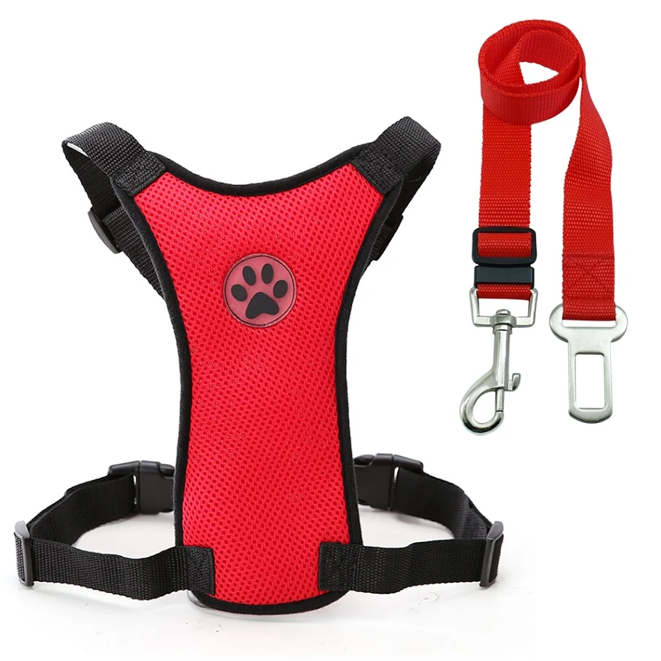 Arnés para perros con malla transpirable y seguridad en el coche. Ajustable, cómodo y protege a tu mascota durante los viajes.