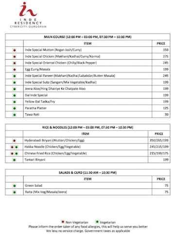 Cafe Inde menu 