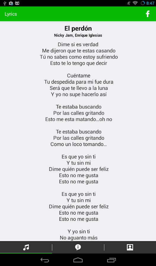 El Perdon Nicky Jam Lyrics APK by Dromit Details