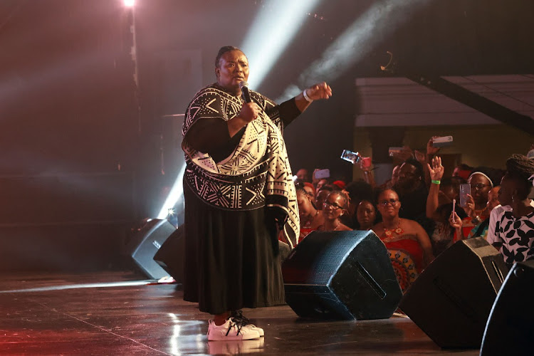 Hlengiwe Mhlaba performing with MTN Joyous Celebration during the third edition of Restoration – Imvuselelo show at Emperors Palace, Johannesburg on saturday night.