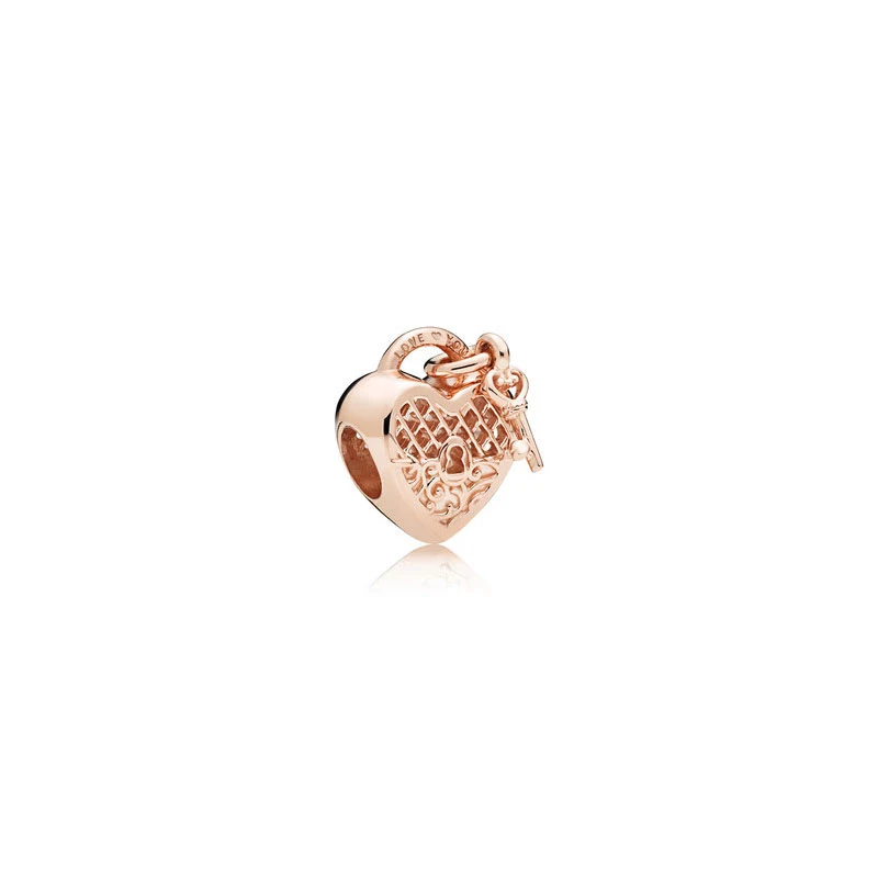Pendentif charme en argent sterling S925 or rose, pour bracelet ou collier. Un bijou élégant et raffiné, parfait pour un cadeau spécial.