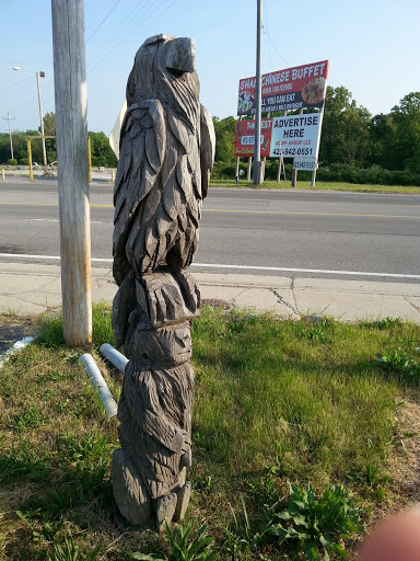 Eagle And Bear Carved Statue 