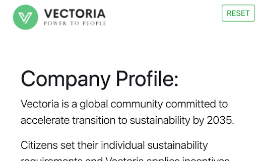 Vectoria sustainability information system.