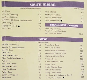 Sree Akshayam menu 