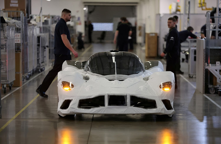 Aston Martin's flagship sports car, the Valkyrie, leaves the production line at the company’s factory in Gaydon, UK. Picture: REUTERS