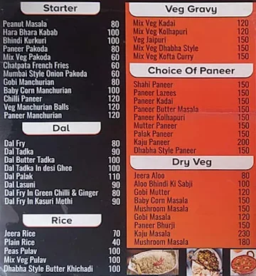 Indori  Zaika menu 