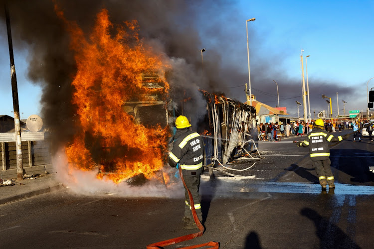 Two buses were burned the the Western Cape taxi strike in Cape Town on Monday.