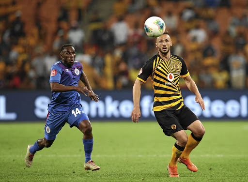 Samir Nurkovic of Kaizer Chiefs is challenged by SuperSport United's Onismor Bhasera during their 1-1 draw match. Nurkovic is thrilled to have scored his first goal for Amakhosi.