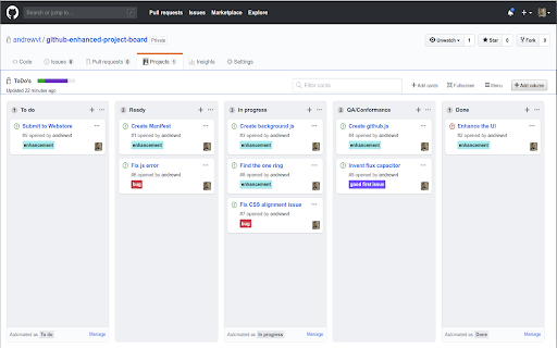 Github Enhanced Project Board