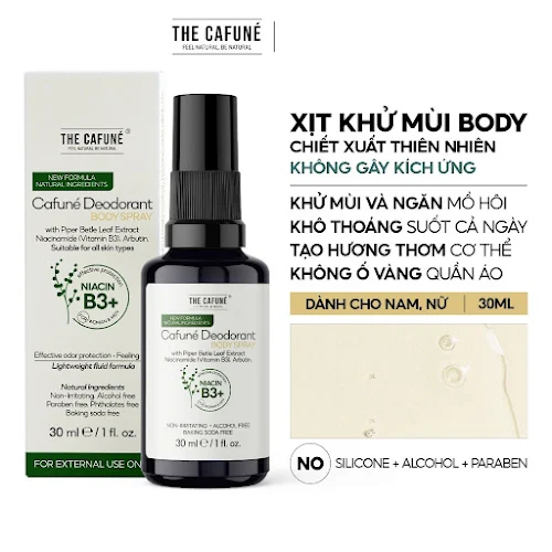 Xịt Khử Mùi Cơ thể The Cafuné Body Spray Deodorant