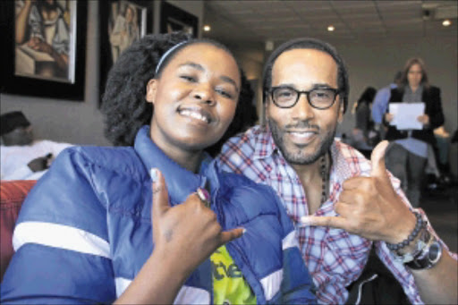 VOICE POWER: Zahara and US singer/songwriter Leroy Bell in Johannesburg yesterday. PHOTO: BUSISIWE MBATHA