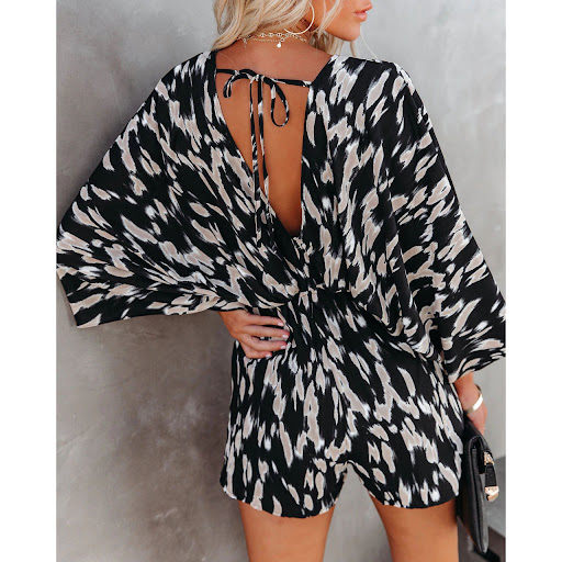 Title 4, V-Neck Doll Sleeve Bodysuit Casual Loose Lace U...