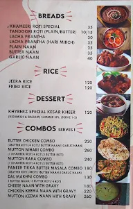 The Khyberz menu 3