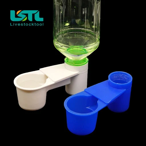 Plastic Pet Bird Dove Drinker Bowl Quail Water Cups Bottle Cat Chicken Pigeon Parrot Hamster Double Nozzle Water Guide F