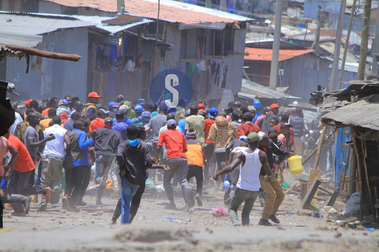 Youths in Mathare as Azimio protests take place on March 27, 2023