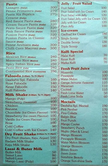 Deeksha menu 