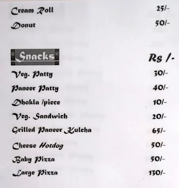 Bunnys Pastry Centre menu 