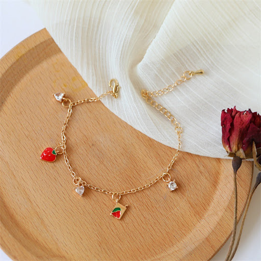 Title 4, New Cute Sweet Strawberry Zircon Bracelet! This...