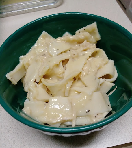 I have always been proud of my homemade chicken and noodles because they were just like my mother used to make. I don't know why but I decided to experiment the other day and what I came up with is fantastic! SO creamy and rich!