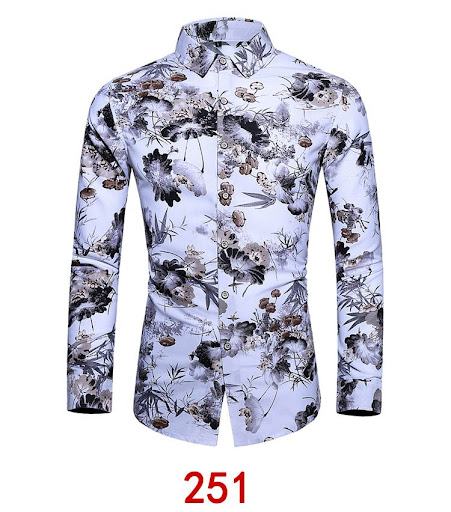 Title 3, Mens Fashion Print Hawaiian Style Long Sleeve...