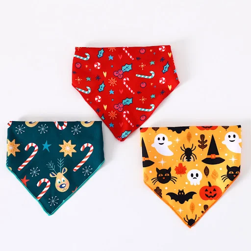Personalized Pet Cat Scarf Dog Bandanas Christmas Halloween Party Triangle Bibs Decorative Scarves Puppy Bandanas Pet Su