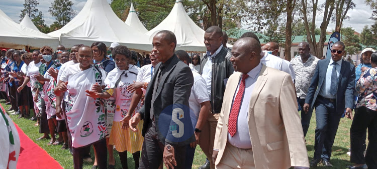 Governor Kimani Wamatangi at the county headquarters in Kiambu town