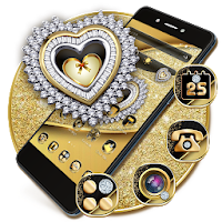 Gold Diamond Shiny Heart Theme