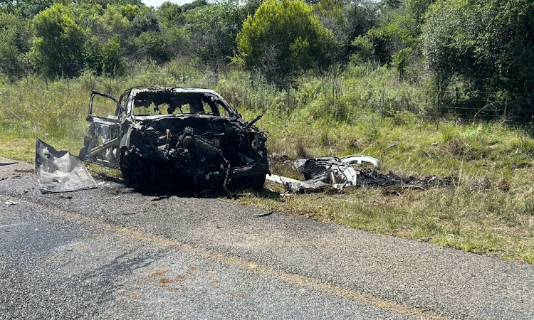 Four people burnt to death after a head-on collision with another vehicle near Zeerust.