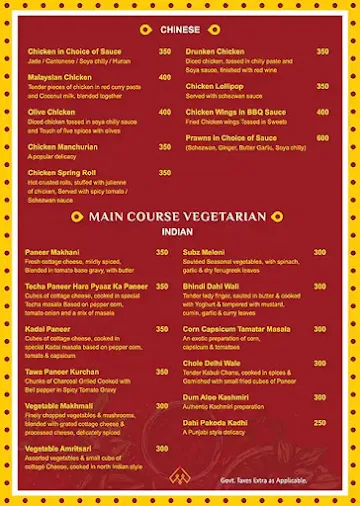 Urban Dhaba menu 