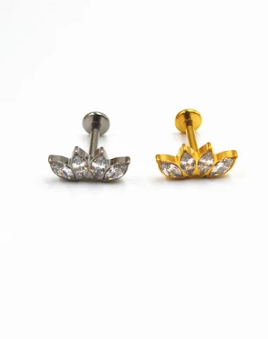 Titanium legering labret met diaman - 0