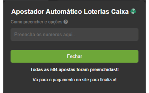 Apostas automáticas Loterias Caixa