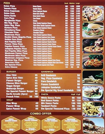 Om Pizza Burger Cafe menu 